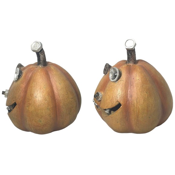 Halloween NEW Nuts & Bolts LED Set Of 2 Light Up Jack ‘o Lantern Holiday Decor - Picture 5 of 10